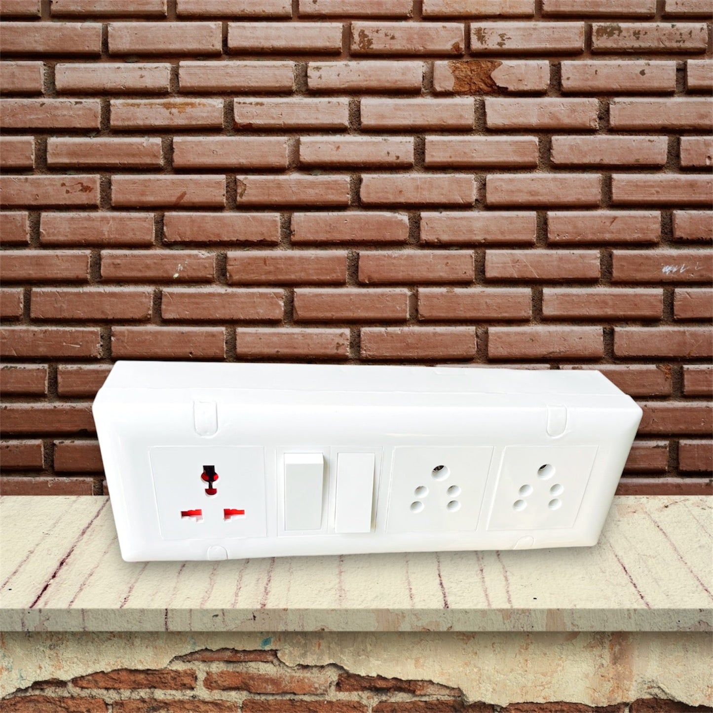 8 Module Modular Extension Board | 2 x 10A Switches + 2 x Indian Sockets + 1 Universal International Socket | Multi Plug Modular Box for Home, Office & Smart Desk Use A1 LED