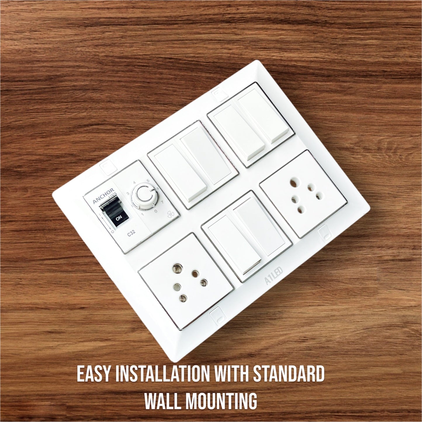 12 Module Silver Line Electrical Panel | 32A Mini SP MCB | 1 Fan Regulator, 6 Switches, 2 Universal Sockets - Premium Modular Design for Homes & Offices A1 LED