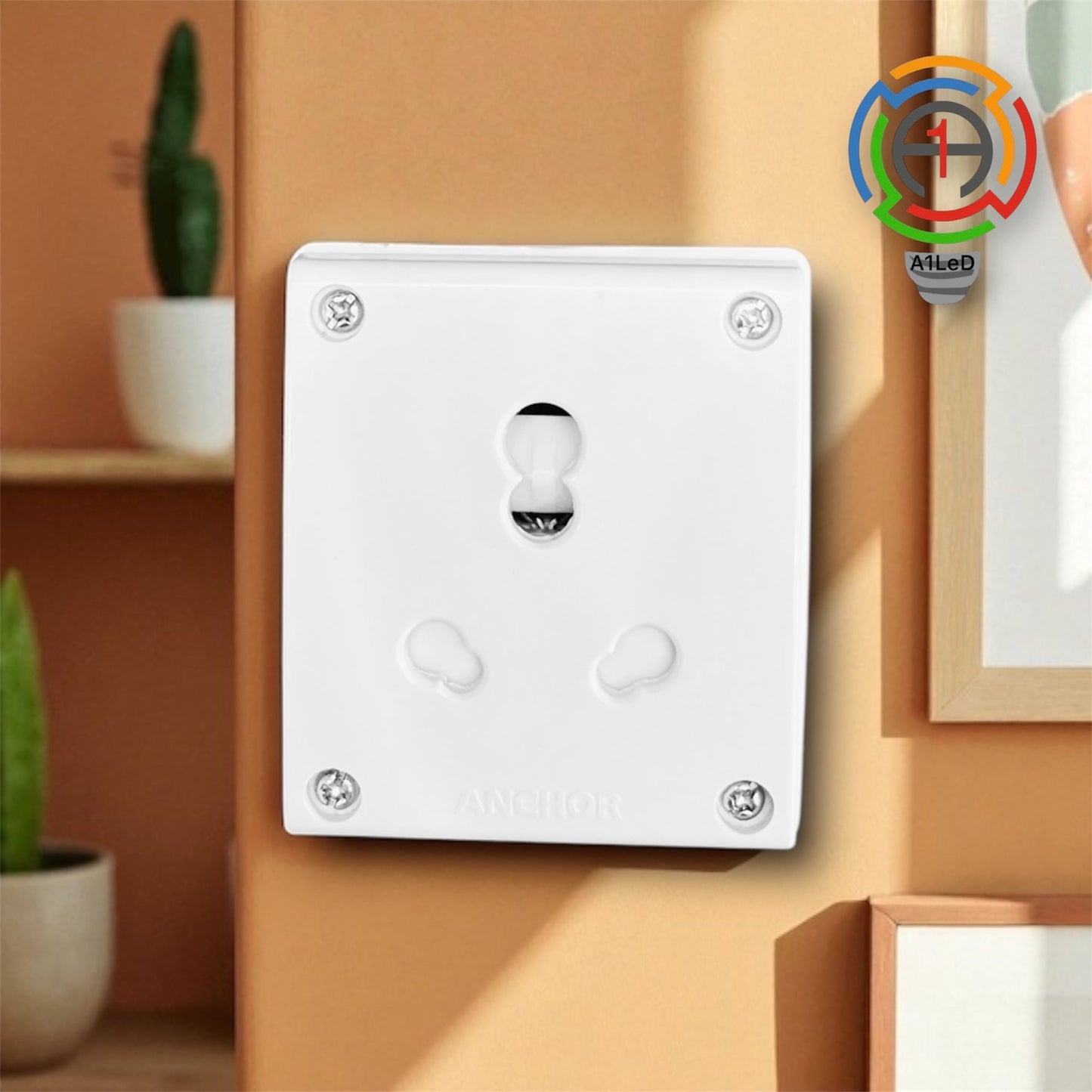 A1 LED 16A Surface Gang Box with Heavy Duty 3-Pin Socket | Wall Mount Board for Geyser, AC, Water Heater, Fridge, Washing Machine & Heavy Appliances | Durable Heat-Resistant White Body A1 LED