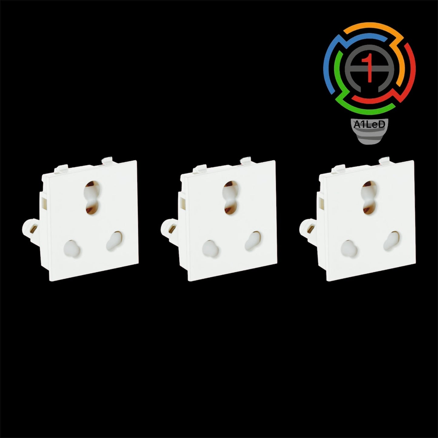 16A Modular 3-Pin Socket (Combo of 3) A1 LED