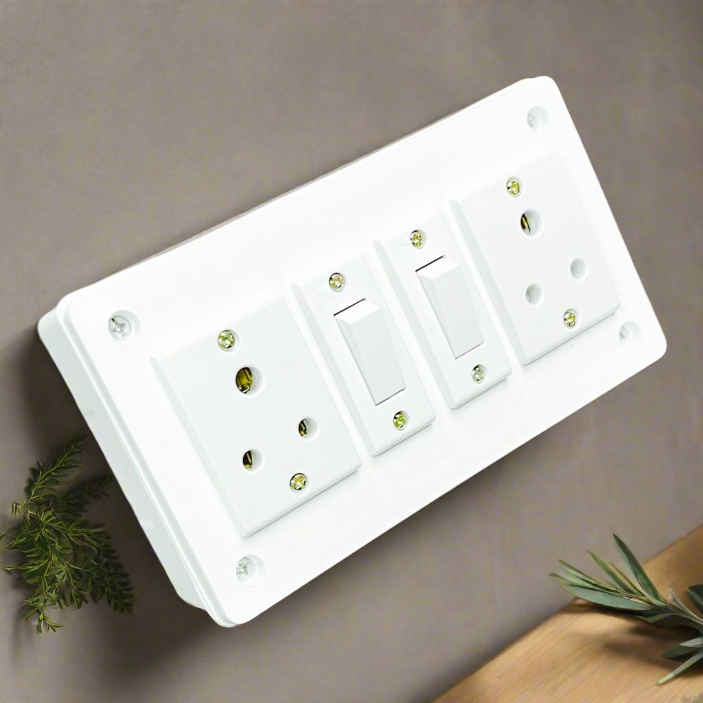 Premium Ready Switch Board – 2 Sockets, 2 Switches A1 LED