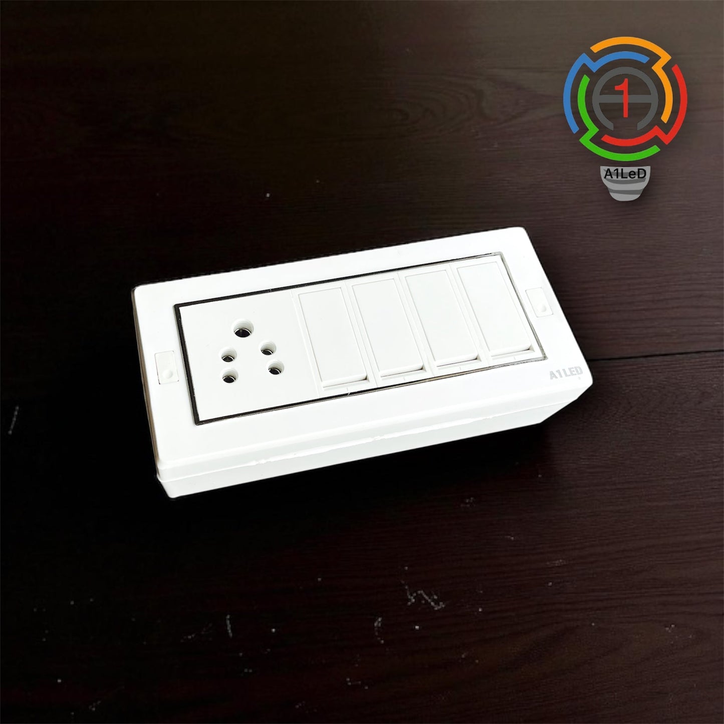 Title: 6 Mudular Board with 4 Switches (10A) & 1 Socket (10A) – Durable & Stylish A1 LED