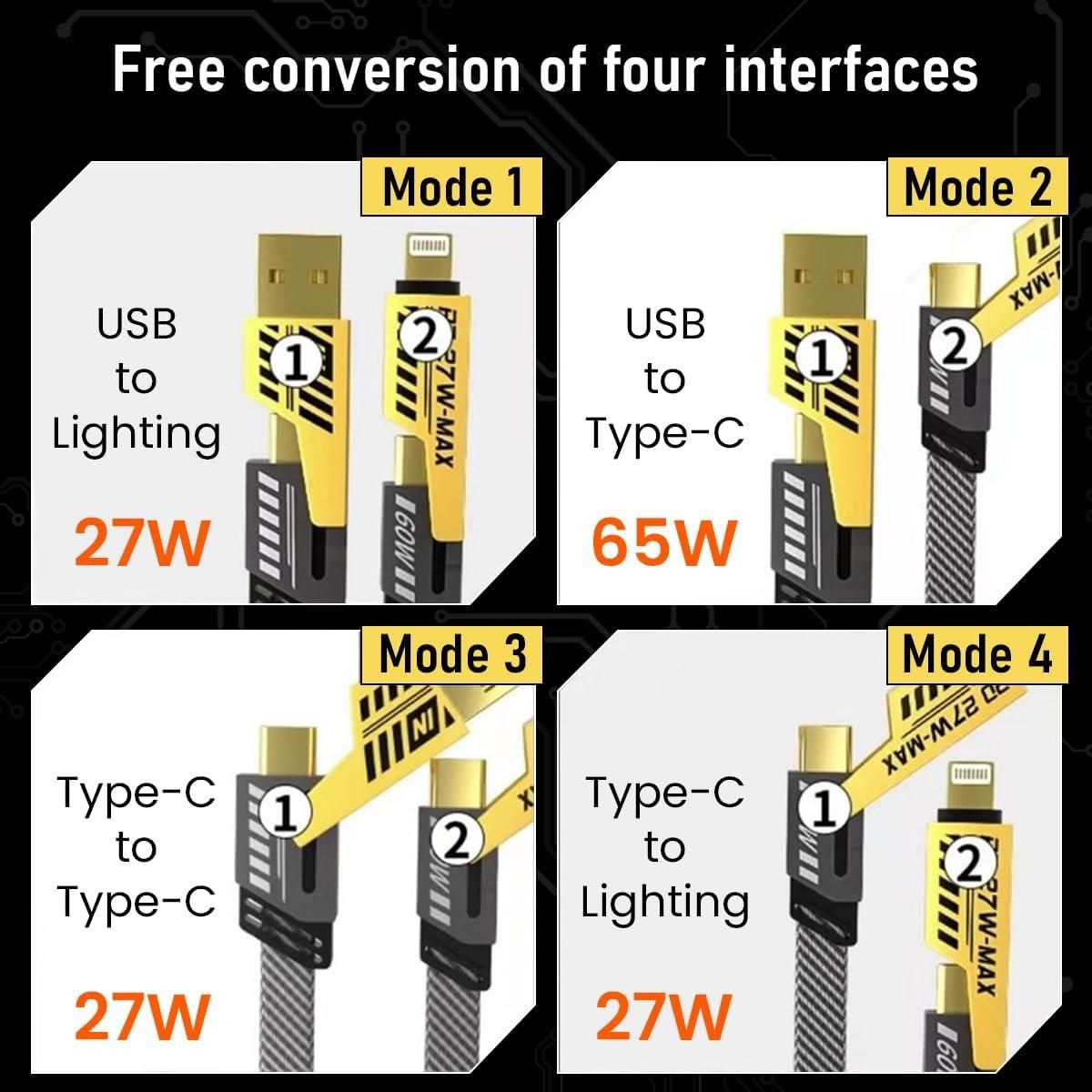 A1 LED USB C Cable Lightning Cable 4 in 1