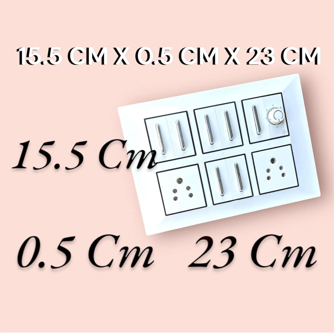 Stylish 12 Modular White Switch Plate Set – 2 Power Sockets, 1 Fan Regulator & 7 Premium Silver Switches A1 LED