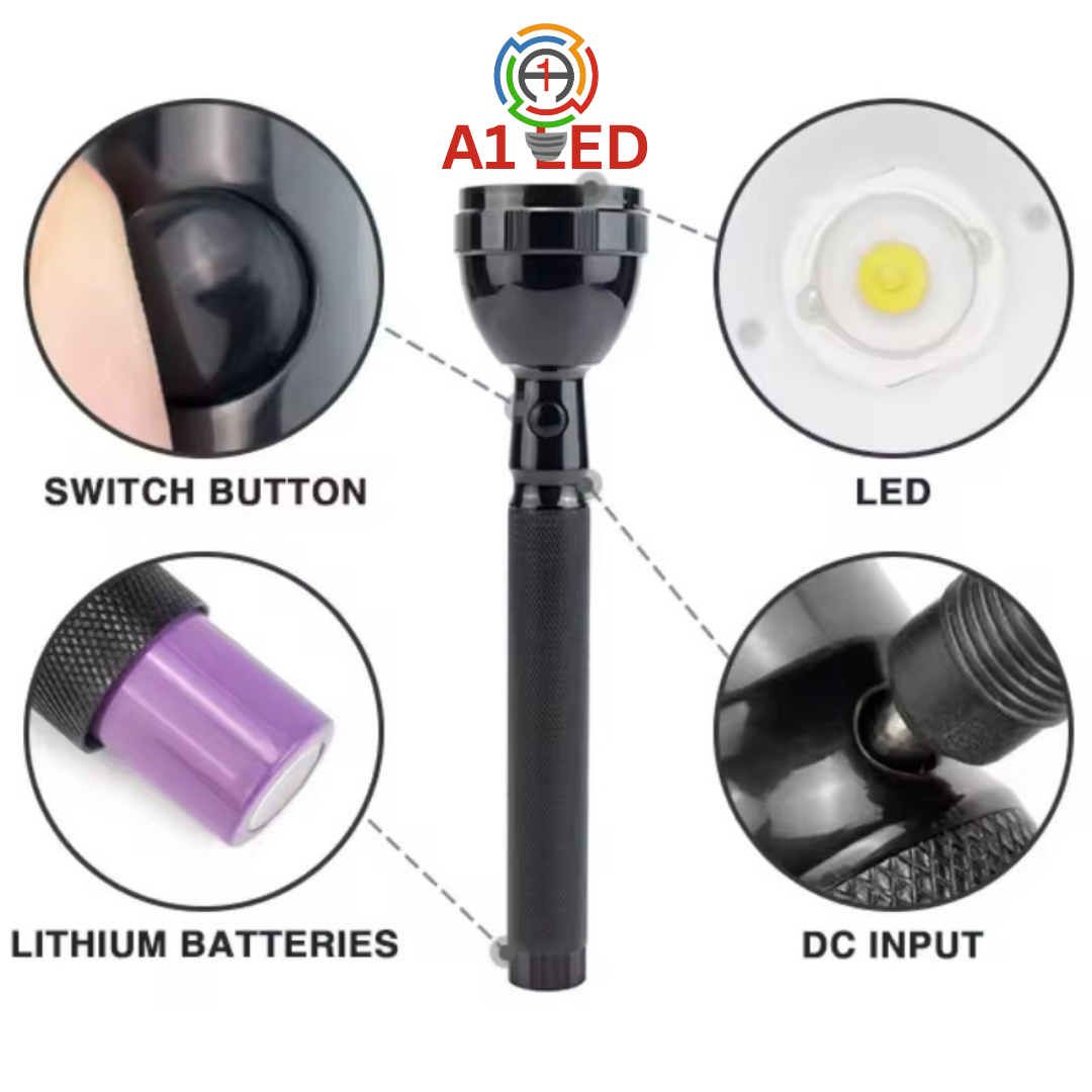 Rechargeable LED Portable Flashlight - Long Range, Waterproof with 2 Modes for Emergencies, Camping, Hiking & Searching A1 LED