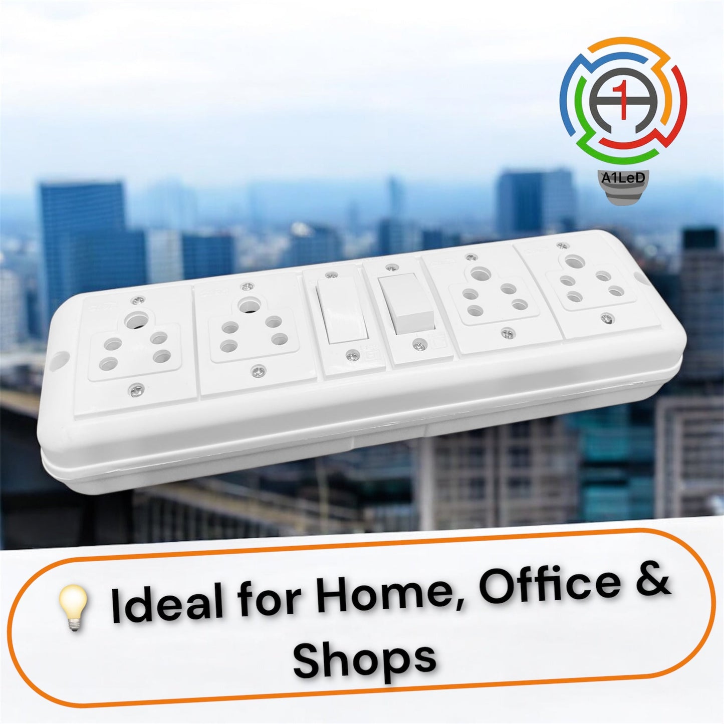 Heavy Duty 2 Switch 4 Socket Extension Board | 10A Load | Screw-Fit | Wall Mountable | A1 LED A1 LED