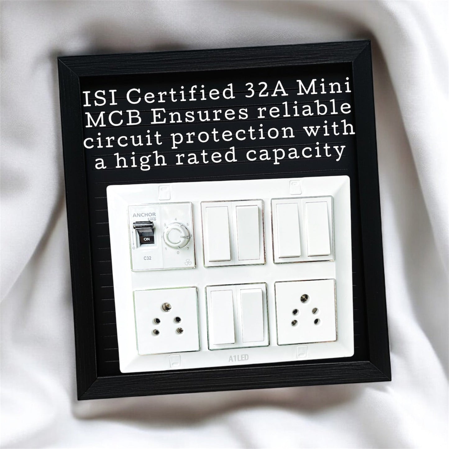 12 Module Silver Line Electrical Panel | 32A Mini SP MCB | 1 Fan Regulator, 6 Switches, 2 Universal Sockets - Premium Modular Design for Homes & Offices A1 LED
