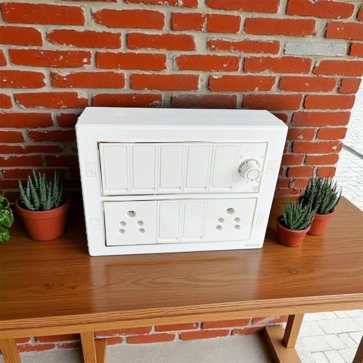 Premium 12 Module Silver Line Box – 7 Switches, 2 Sockets, 1 Fan Regulator | Elegant & Durable Design A1 LED