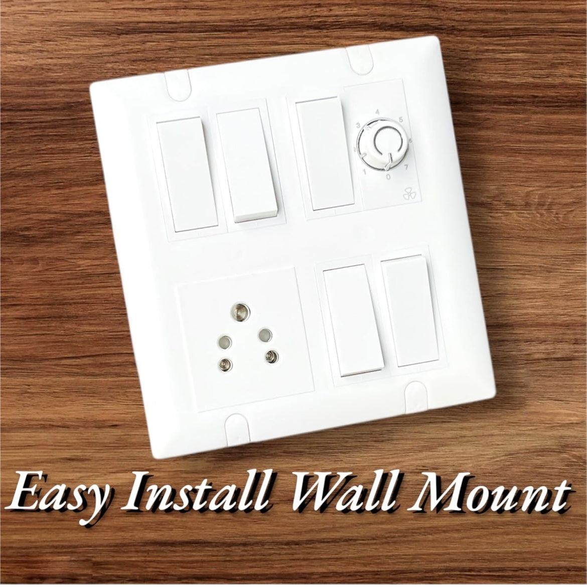 A1LED 8 Modular Electrical Switch Board with 5 Switches, 1 Socket & 1 Regulator – White, Heavy Du A1 LED