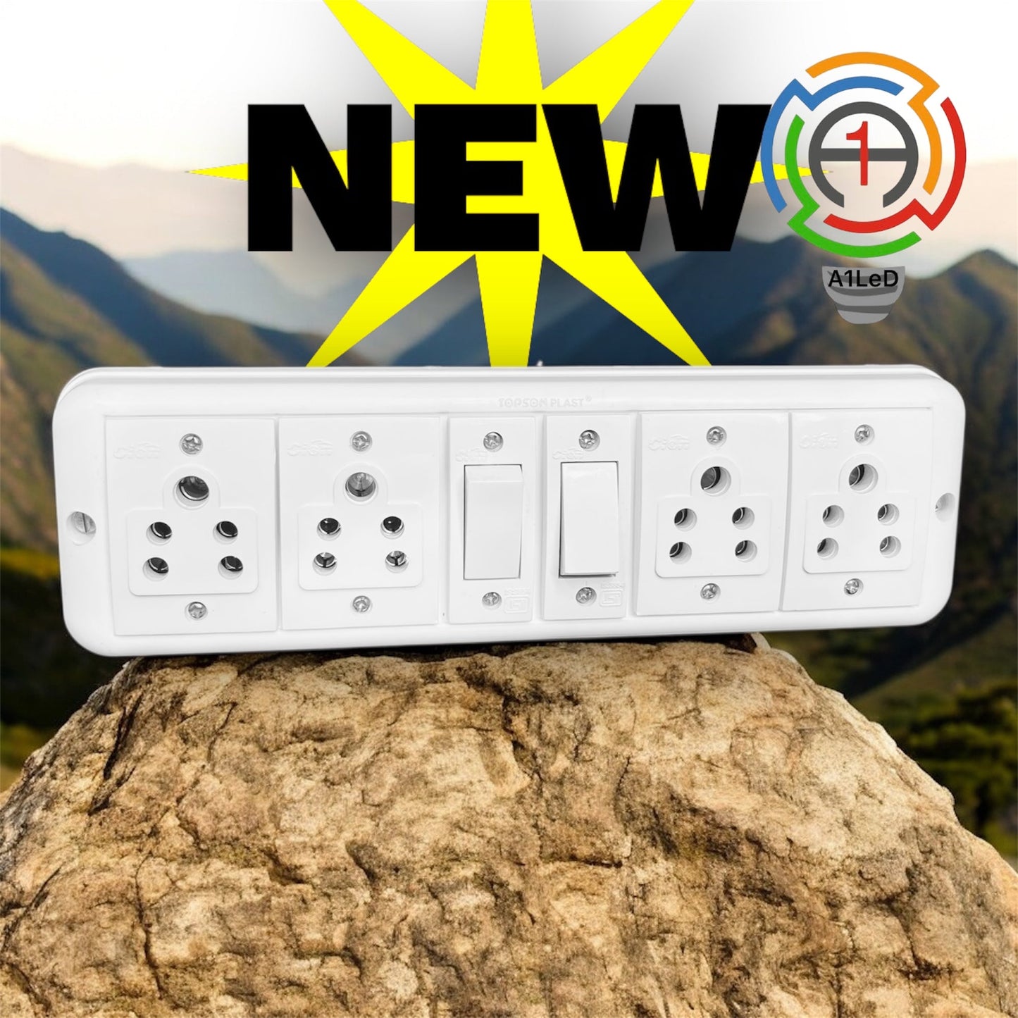 Heavy Duty 2 Switch 4 Socket Extension Board | 10A Load | Screw-Fit | Wall Mountable | A1 LED A1 LED
