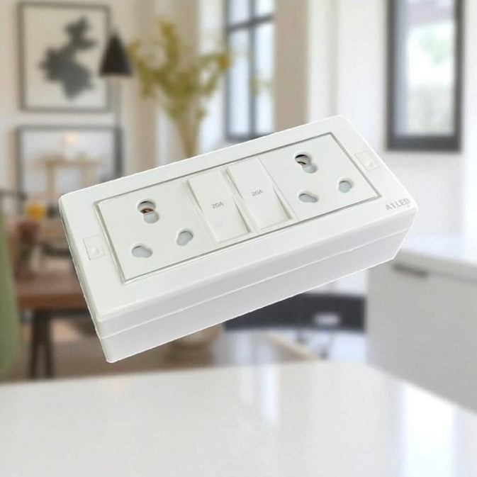 A1LED Premium 6 Modular Board with 2 Sockets (16A) and 2 Switches (20A) | Heavy Load Modular Switch Board for Geyser, AC, Microwave & Home Use