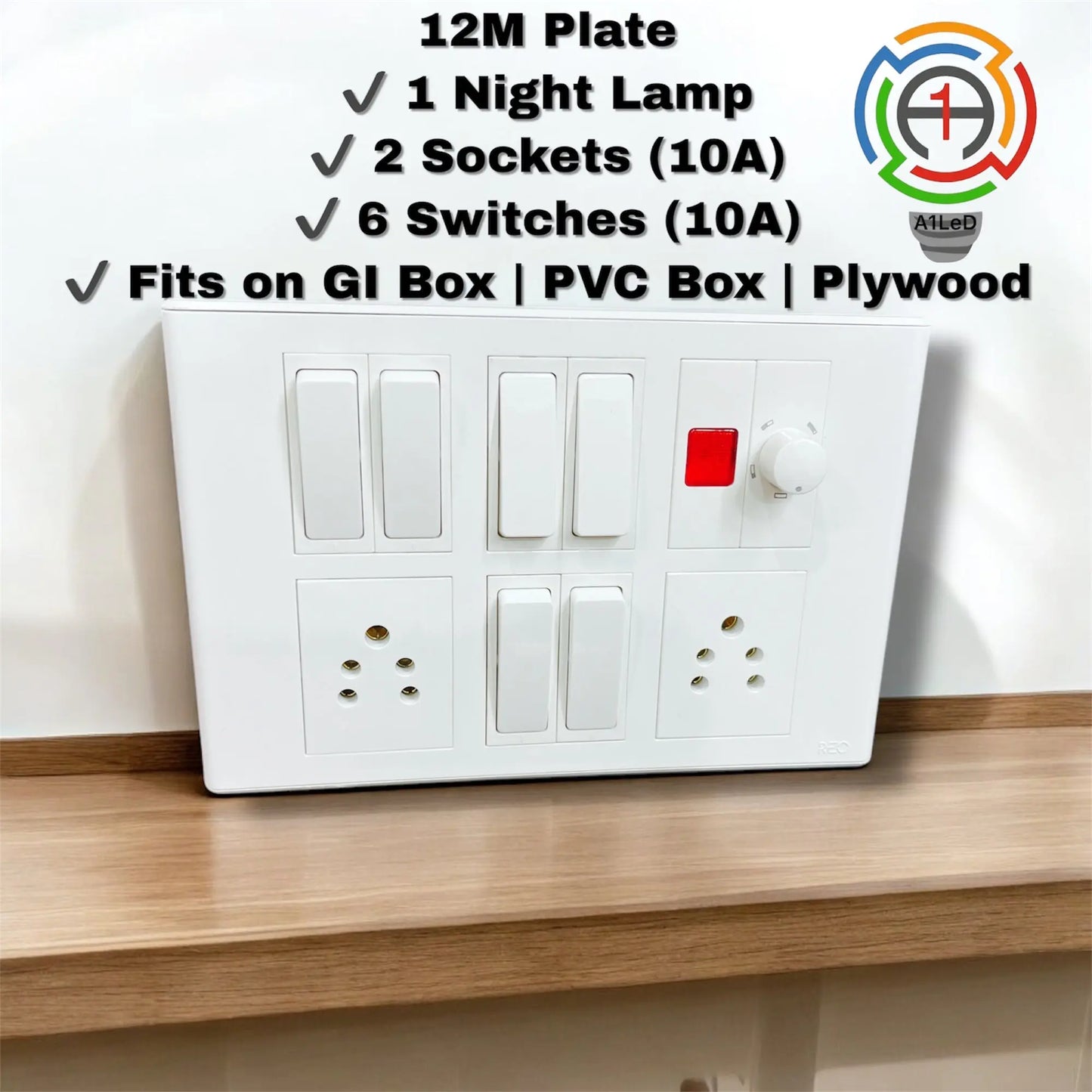 Modular Electrical Switch Board with Sockets, Regulator & Indicator A1 LED & ELECTRICALS