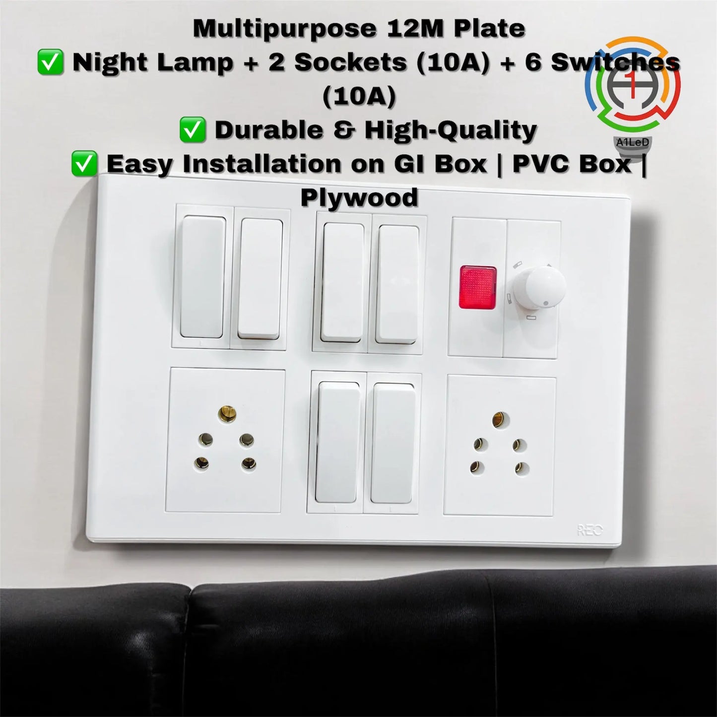 Modular Electrical Switch Board with Sockets, Regulator & Indicator A1 LED & ELECTRICALS