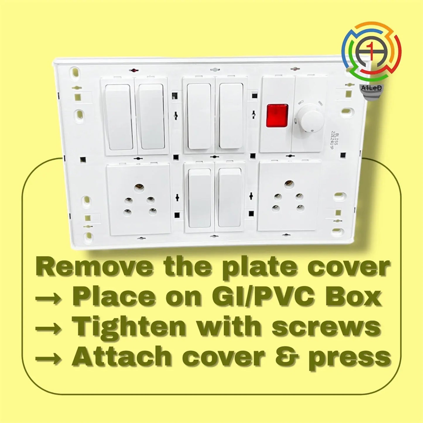 Modular Electrical Switch Board with Sockets, Regulator & Indicator A1 LED & ELECTRICALS