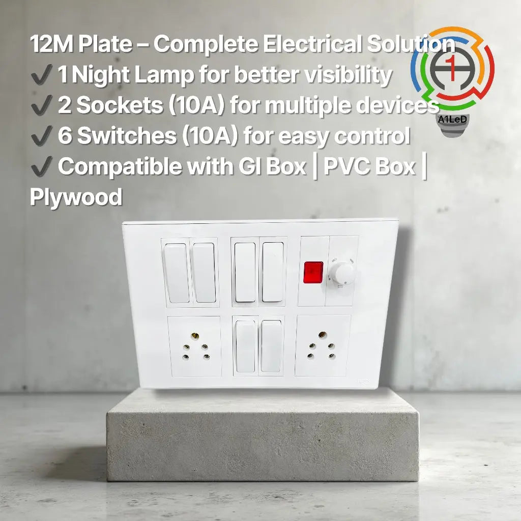 Modular Electrical Switch Board with Sockets, Regulator & Indicator A1 LED & ELECTRICALS