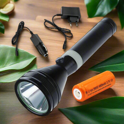 led torch light rechargeable | Metal Body | Battery + Car & Wall Charger | Waterproof Splash A1 LED