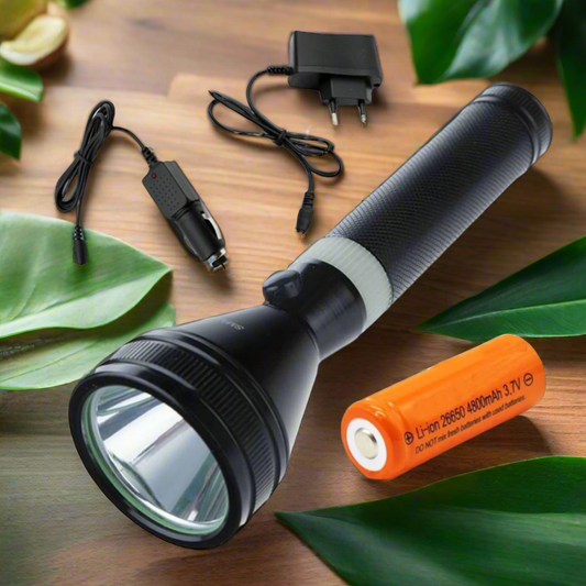 led torch light rechargeable | Metal Body | Battery + Car & Wall Charger | Waterproof Splash A1 LED
