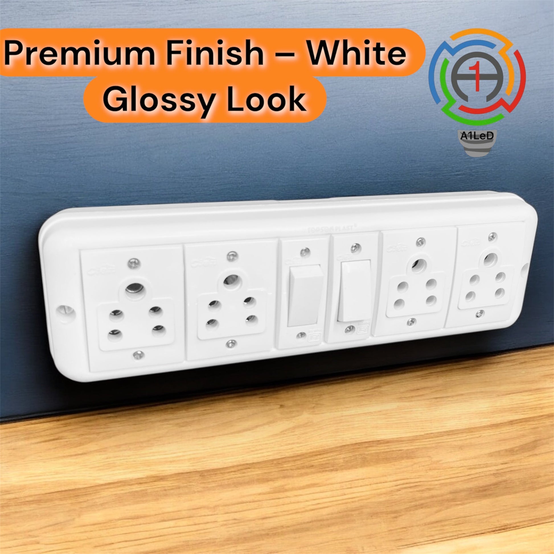 Heavy Duty 2 Switch 4 Socket Extension Board | 10A Load | Screw-Fit | Wall Mountable | A1 LED A1 LED
