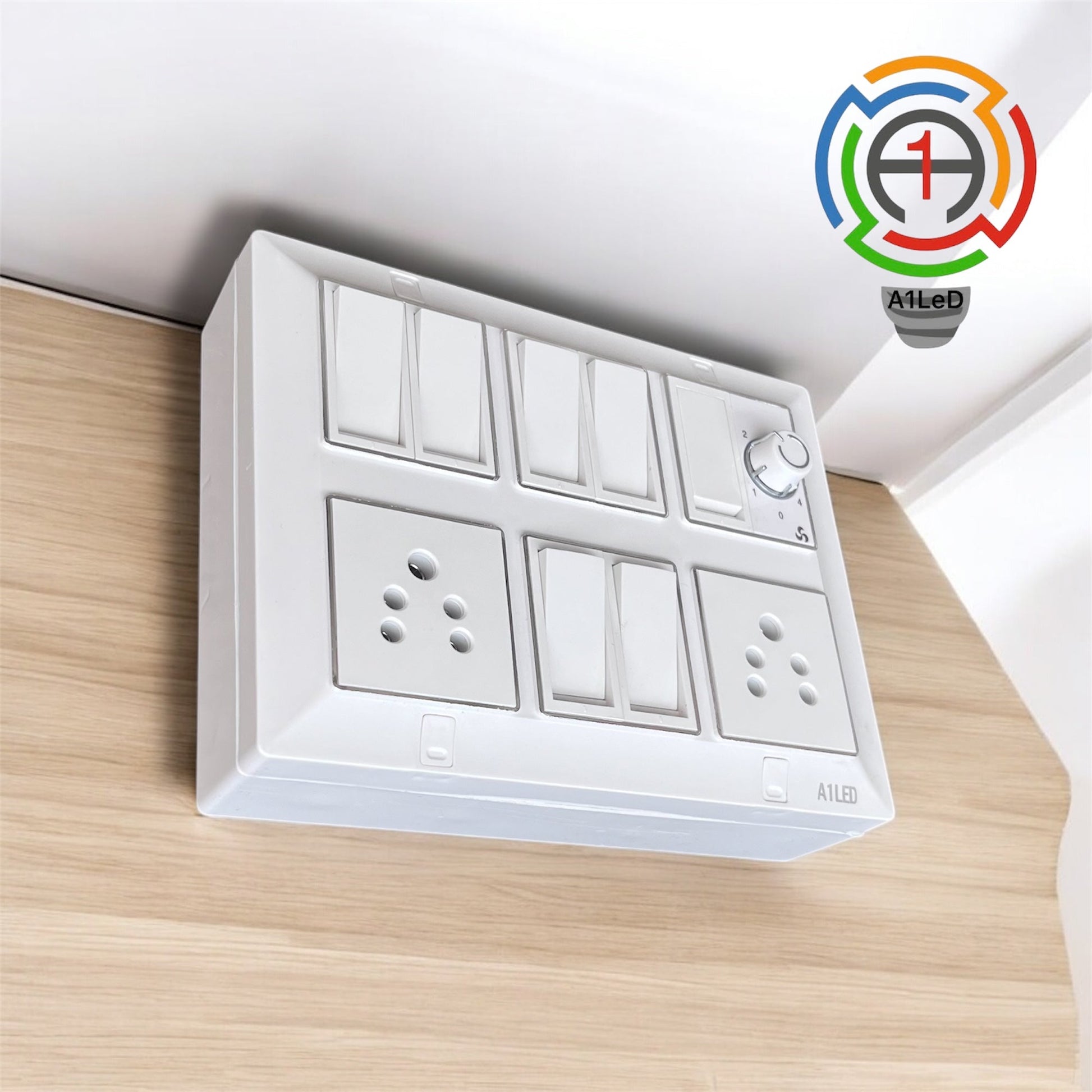 Premium 12 Module Silver Line Box – 7 Switches, 2 Sockets, 1 Fan Regulator | Elegant & Durable Design A1 LED