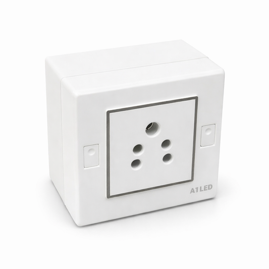 A1 LED 2 Module Modular Switch Board with 1 Socket (6A) – Compact Wall Mount Electric Board, White, Durable & Shock Resistant for Home and Office A1 LED