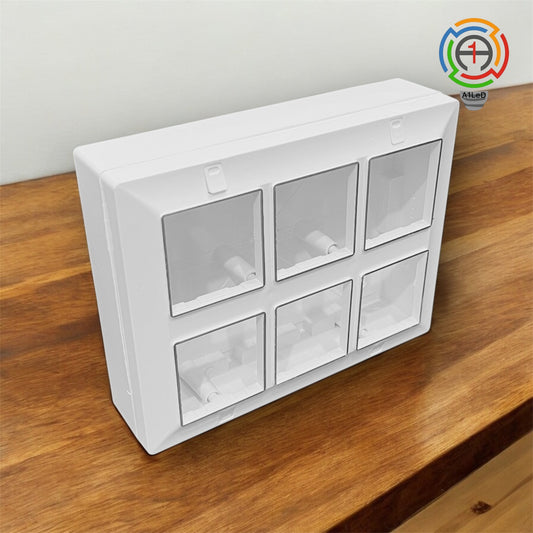 A1 LED 12 Modular Switch Board (Roma Style) – White | Heavy Duty Polycarbonate | Shockproof & Easy to Install A1 LED