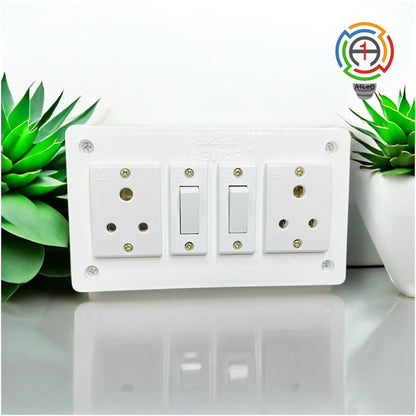Premium Ready Switch Board – 2 Sockets, 2 Switches - A1 LED