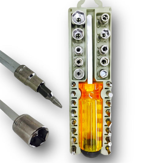 A1 LED 28-in-1 Tool Kit – Multi-Purpose Screwdriver & Socket Set | Precision Combination Tool Case A1 LED