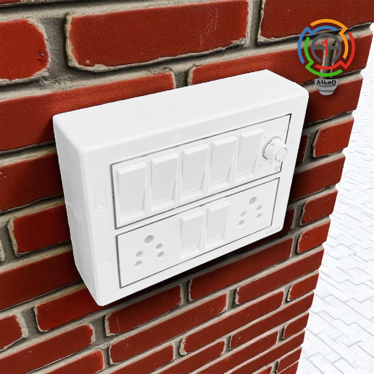Premium 12 Module Silver Line Box – 7 Switches, 2 Sockets, 1 Fan Regulator | Elegant & Durable Design A1 LED