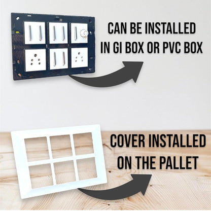 Stylish 12 Modular White Switch Plate Set – 2 Power Sockets, 1 Fan Regulator & 7 Premium Silver Switches A1 LED