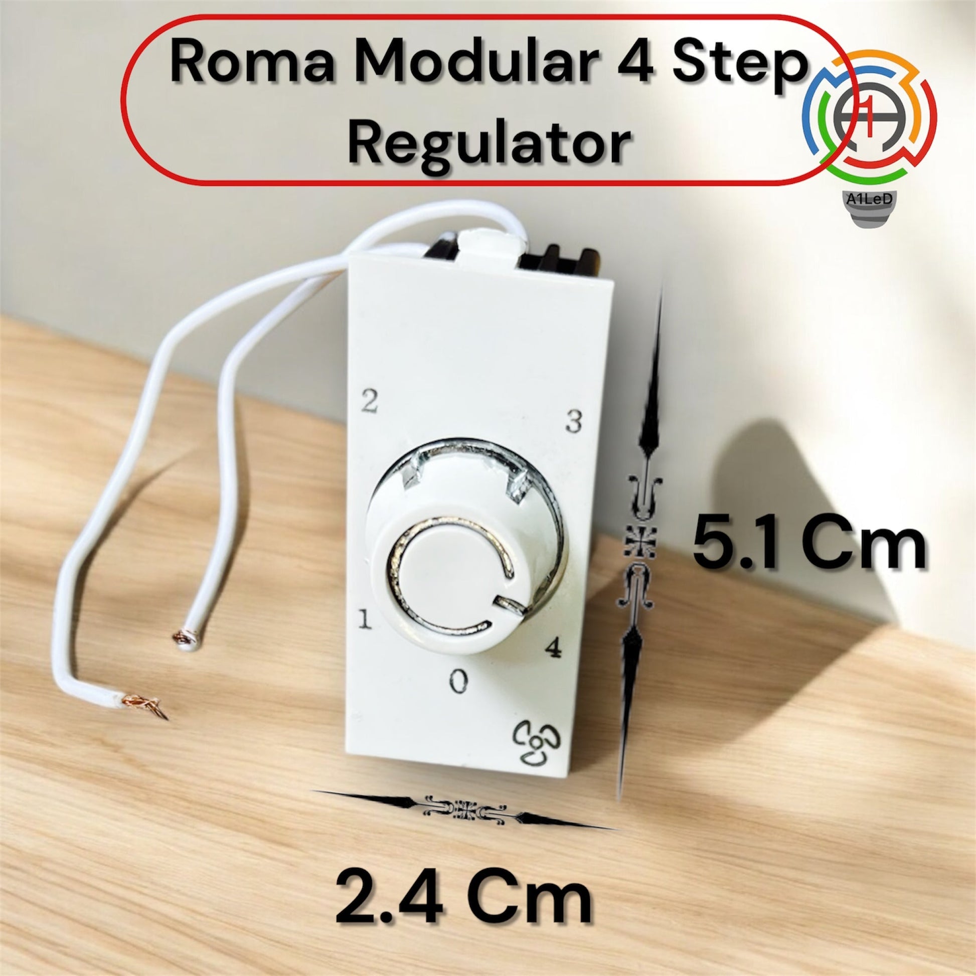 Modular 4-Speed Fan Regulator (Roma Style) – White | Smooth & Silent Operation A1 LED
