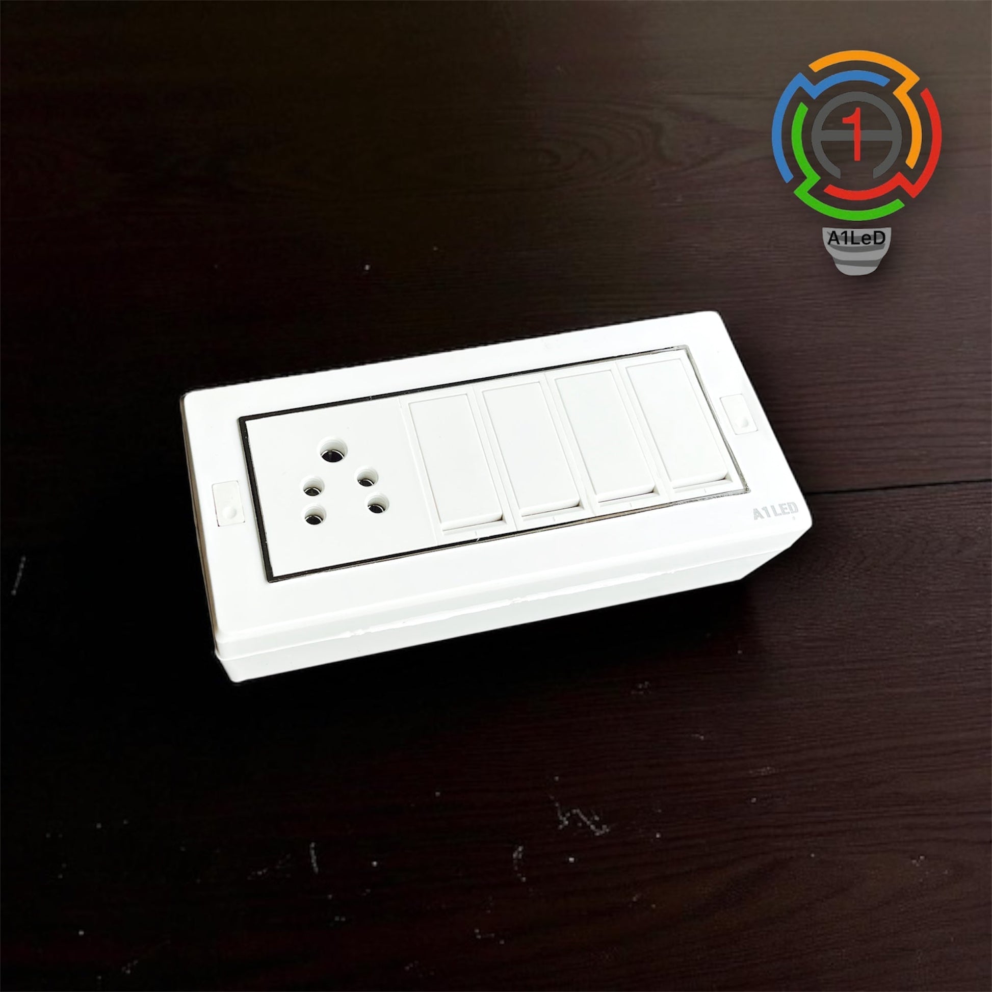 Title: 6 Mudular Board with 4 Switches (10A) & 1 Socket (10A) – Durable & Stylish A1 LED