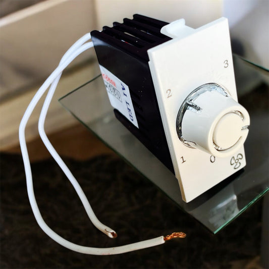 Modular 4-Speed Fan Regulator (Roma Style) – White | Smooth & Silent Operation A1 LED