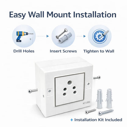 A1 LED 2 Module Modular Switch Board with 1 Socket (6A) – Compact Wall Mount Electric Board, White, Durable & Shock Resistant for Home and Office A1 LED