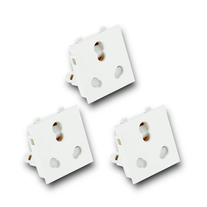 16A Modular 3-Pin Socket (Combo of 3) A1 LED