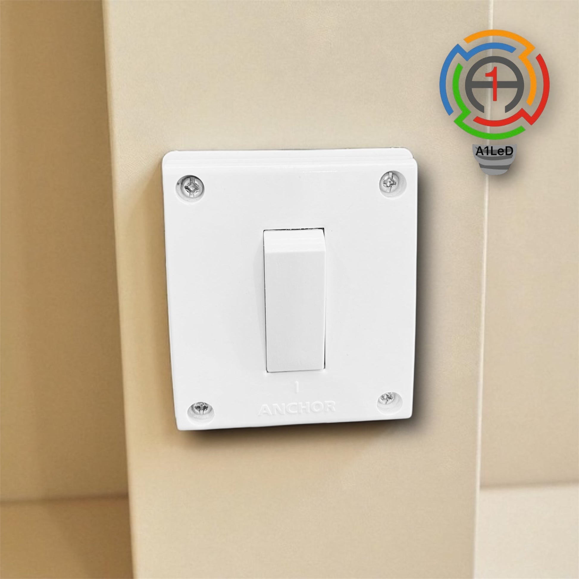 A1LED 16A Heavy Duty Surface Gang Switch Box | Wall Mount Switch for Geyser & AC A1 LED