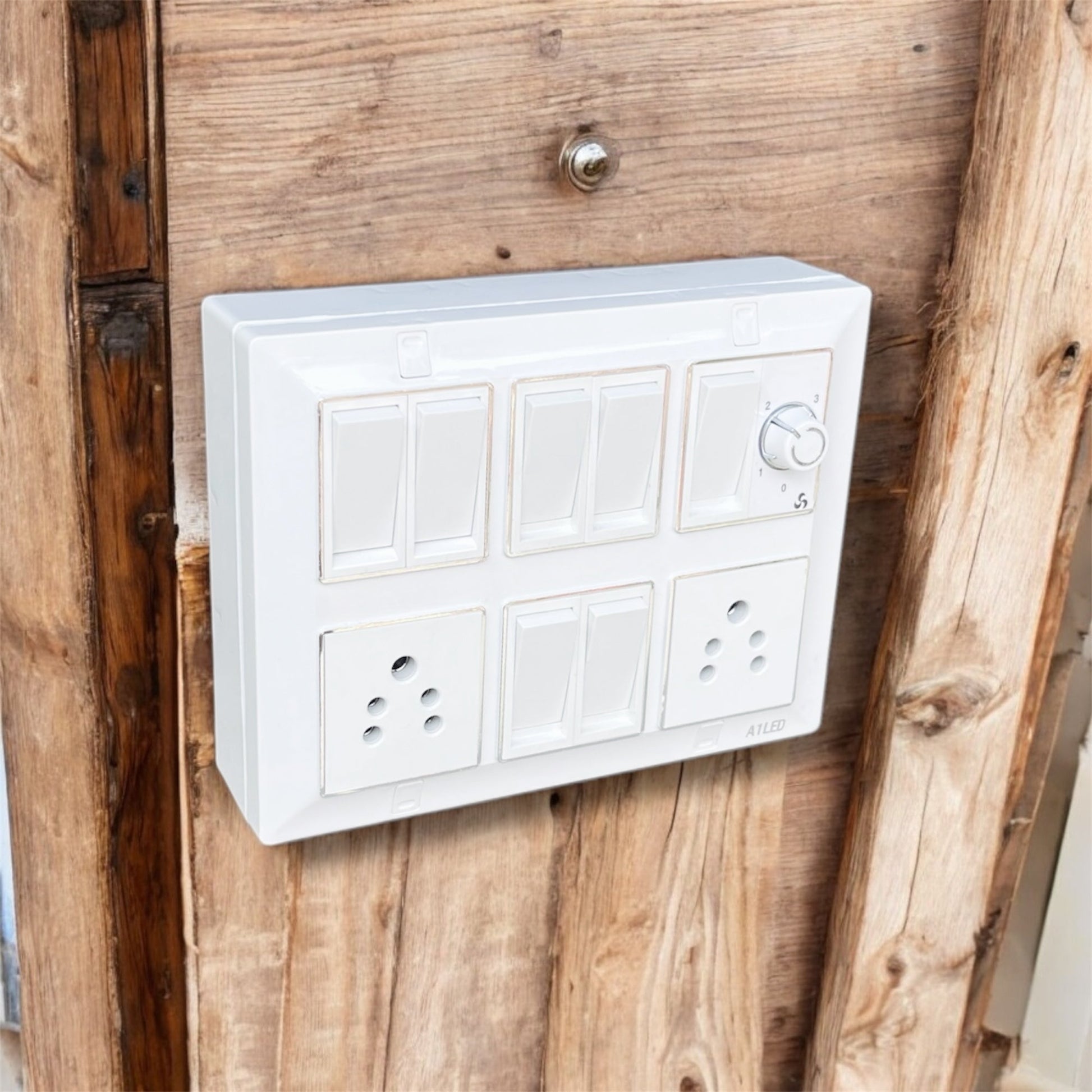 Premium 12 Module Silver Line Box – 7 Switches, 2 Sockets, 1 Fan Regulator | Elegant & Durable Design A1 LED