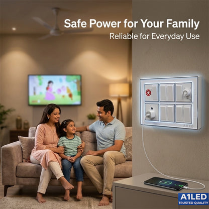 A1 LED 12 Modular Switch Board | 8 Switches, 1 Socket, Fan Regulator & Indicator | Shock Proof & Fire Resistant | Wall Mount with Install Kit | Home, Office & Shop A1 LED