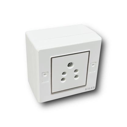 A1 LED 2 Module Modular Switch Board with 1 Socket (6A) – Compact Wall Mount Electric Board, White, Durable & Shock Resistant for Home and Office A1 LED