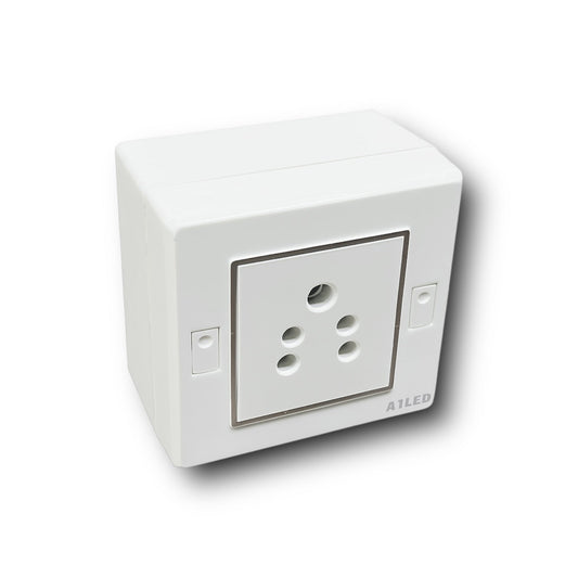 A1 LED 2 Module Modular Switch Board with 1 Socket (6A) – Compact Wall Mount Electric Board, White, Durable & Shock Resistant for Home and Office A1 LED
