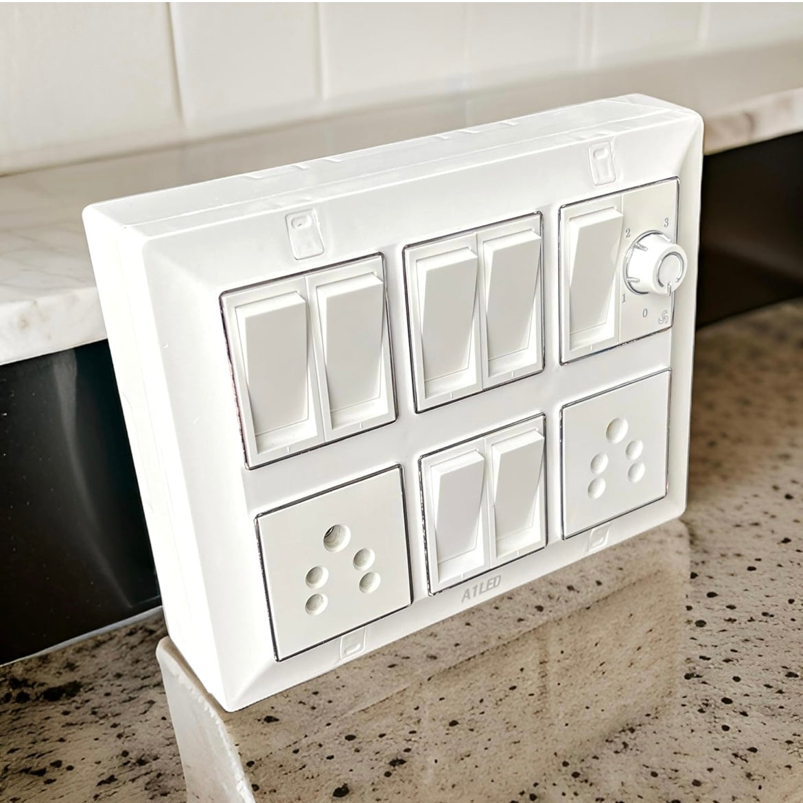 Premium 12 Module Silver Line Box – 7 Switches, 2 Sockets, 1 Fan Regulator | Elegant & Durable Design A1 LED