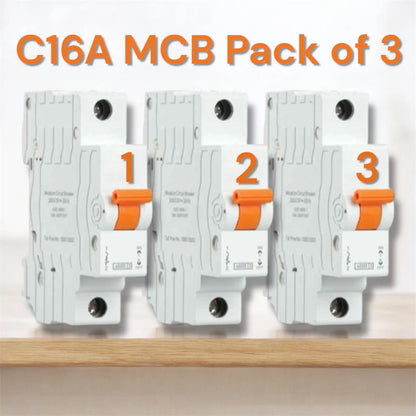 3 Piece Combo MCB 16A – High-Quality Miniature Circuit Breaker for Safety & Protection A1 LED