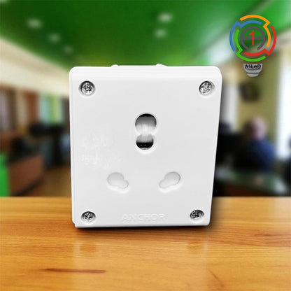 A1 LED 16A Surface Gang Box with Heavy Duty 3-Pin Socket | Wall Mount Board for Geyser, AC, Water Heater, Fridge, Washing Machine & Heavy Appliances | Durable Heat-Resistant White Body A1 LED