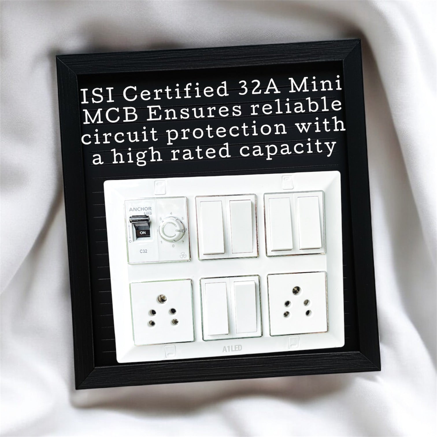12 Module Silver Line Electrical Panel | 32A Mini SP MCB | 1 Fan Regulator, 6 Switches, 2 Universal Sockets - Premium Modular Design for Homes & Offices A1 LED