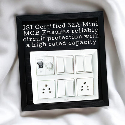 12 Module Silver Line Electrical Panel | 32A Mini SP MCB | 1 Fan Regulator, 6 Switches, 2 Universal Sockets - Premium Modular Design for Homes & Offices A1 LED