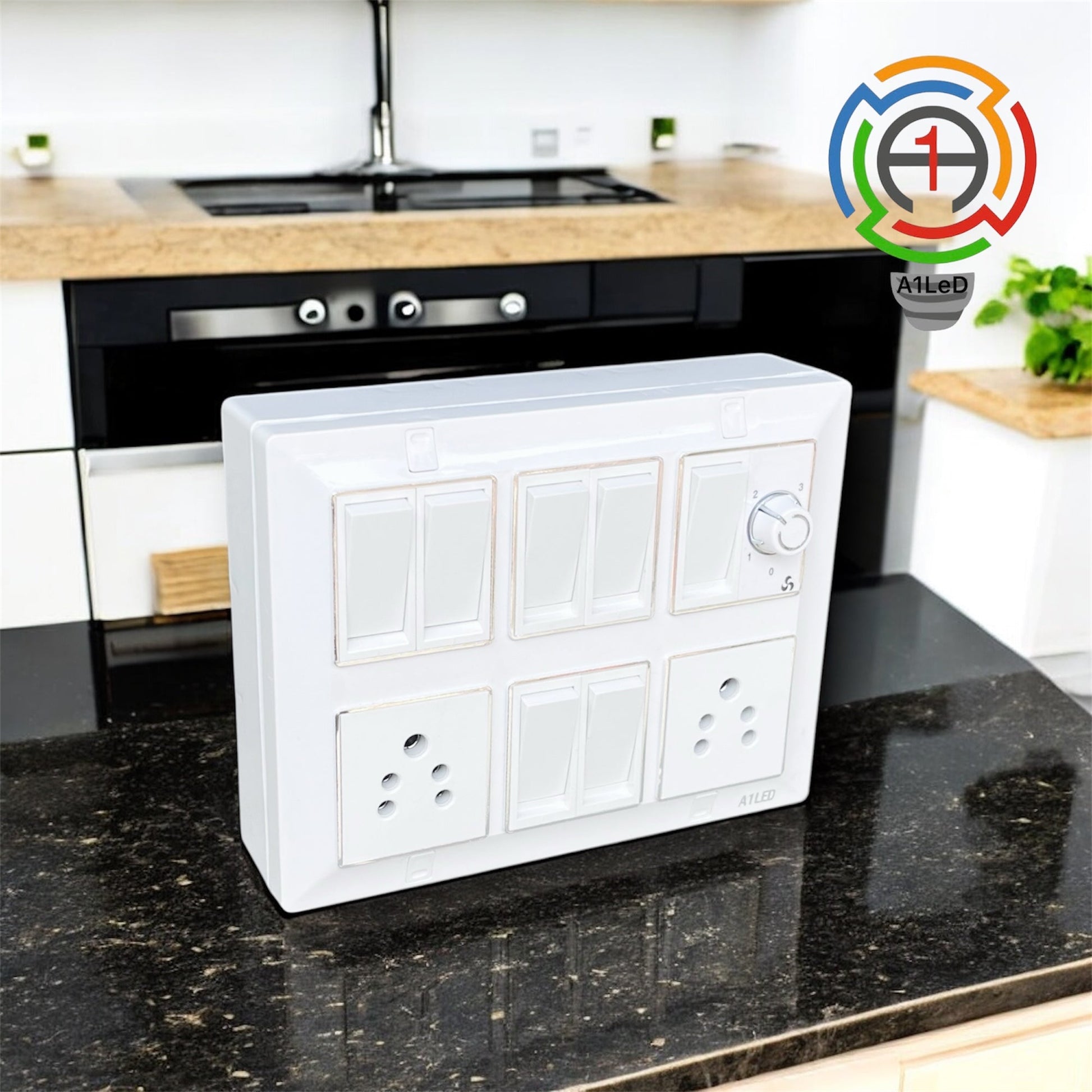 Premium 12 Module Silver Line Box – 7 Switches, 2 Sockets, 1 Fan Regulator | Elegant & Durable Design A1 LED