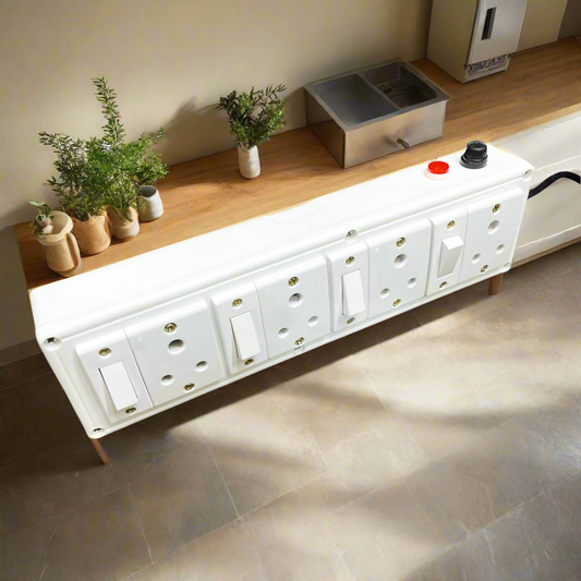 Extension Board with Individual Switch for 4 Sockets, 5 Meter Heavy Duty Cable, PVC White, Surge Protector, Spike Guard for Home Office, ISI Marked A1 LED