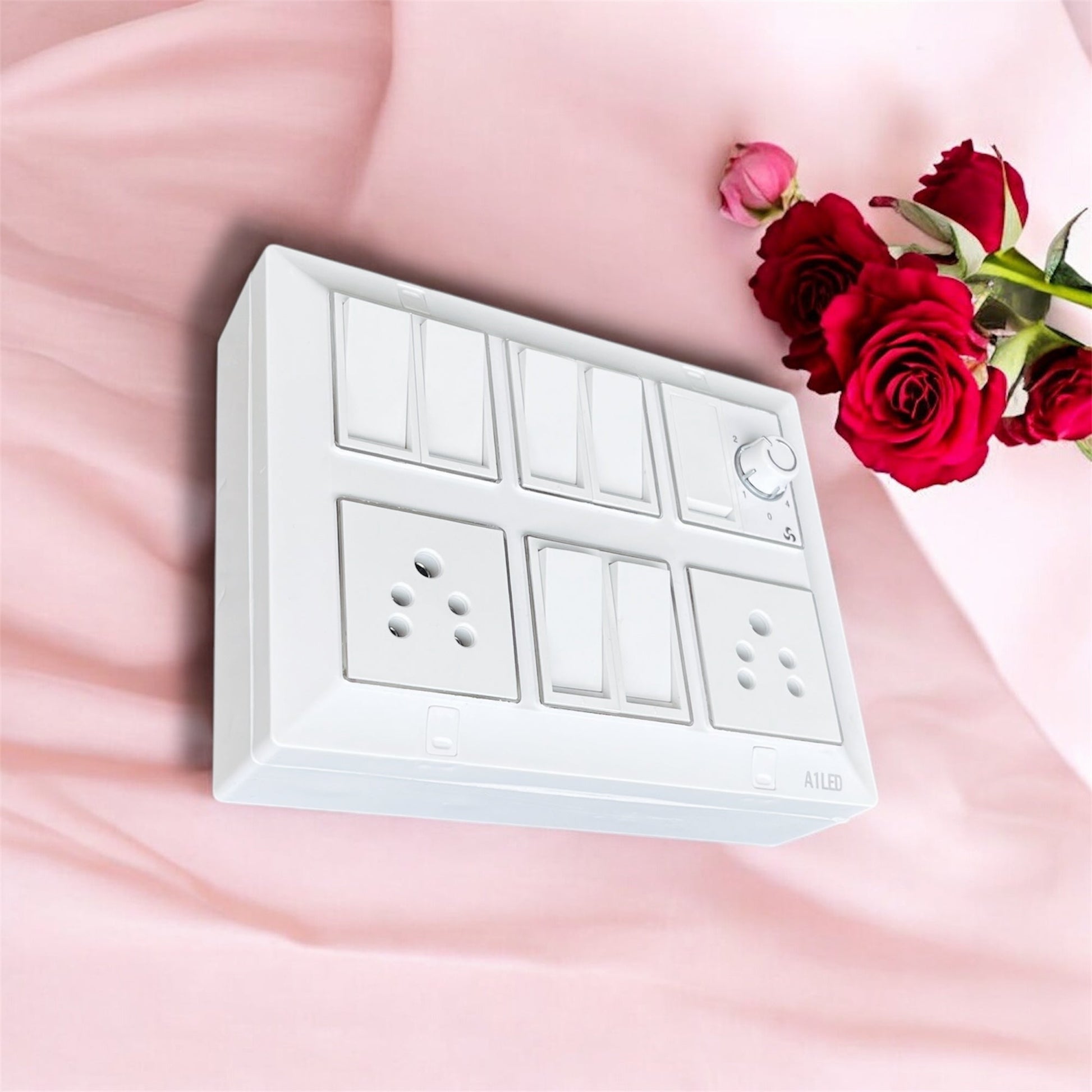 Premium 12 Module Silver Line Box – 7 Switches, 2 Sockets, 1 Fan Regulator | Elegant & Durable Design A1 LED