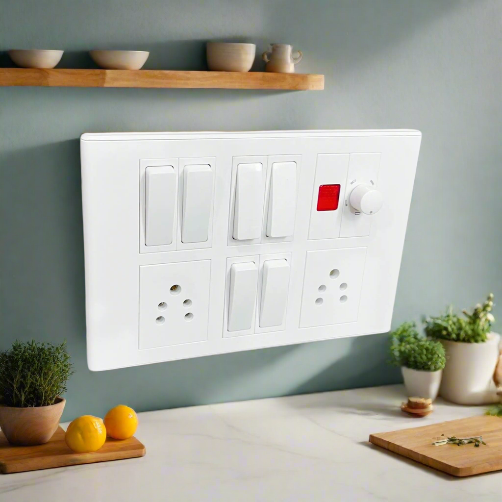 Modular Electrical Switch Board with Sockets, Regulator & Indicator A1 LED & ELECTRICALS