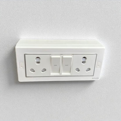 A1LED Premium 6 Modular Board with 2 Sockets (16A) and 2 Switches (20A) | Heavy Load Modular Switch Board for Geyser, AC, Microwave & Home Use