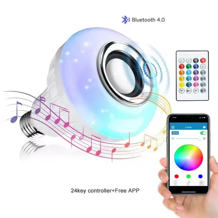 Bluetooth RGB LED Bulb with Built-in Speaker | Wireless Music Bulb | Smart App & Remote Control A1 LED